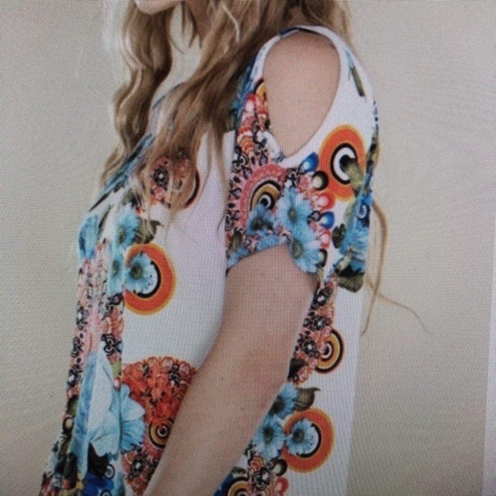 Soft Boho Print Cold Shoulder Tunic Ruffle… - Picture 3 of 6